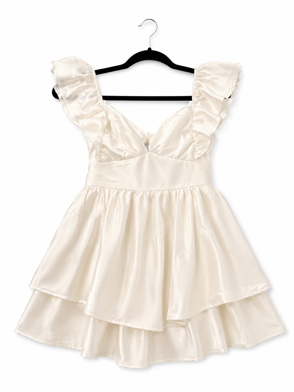NWT Twenty Thirty Ivory Satin Ruffle Romper